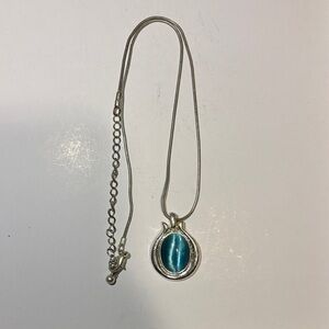 Silver Necklace with Blue Pendant